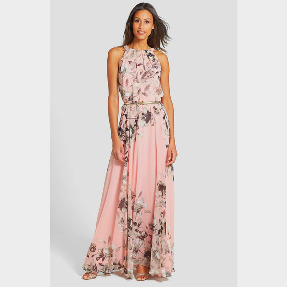 Eliza J Dresses & Skirts - Eliza J floral halter chiffon maxi gown dress Sz 10